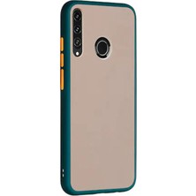 KZY Huawei P Smart S (Y8P) Kılıf Silikon Kenarlı Düğmeleri Renkli Mat Arka Kapak Koyu Yeşil
