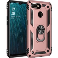 KZY Oppo A5s Kapak Military Yüzüklü Stantlı Panzer Tank Kılıf Rose Gold