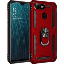 KZY Oppo AX7 Kapak Military Yüzüklü Stantlı Panzer Tank Kılıf Kırmızı