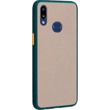 KZY Samsung A10S Kılıf Silikon Kenarlı Düğmeleri Renkli Mat Arka Kapak Koyu Yeşil