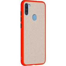 KZY Samsung A20S Kılıf Silikon Kenarlı Düğmeleri Renkli Mat Arka Kapak Kırmızı