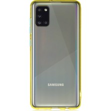 KZY Samsung Galaxy A31 Kılıf Renkli Şeffaf Kapak Sarı