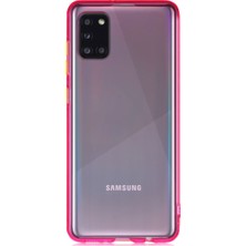 KZY Samsung Galaxy M31 Kılıf Renkli Şeffaf Kapak Pembe