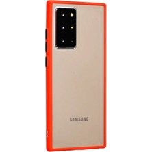 KZY Samsung Note 20 Ultra Kılıf Silikon Kenarlı Düğmeleri Renkli Mat Arka Kapak Kırmızı