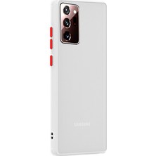 KZY Samsung Note 20 Ultra Kılıf Silikon Kenarlı Düğmeleri Renkli Mat Arka Kapak Beyaz