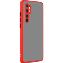 KZY Xiaomi Redmi Note 10 Lite Kılıf Kamera Korumalı Slikon Kenarlı Renkli Düğmeli Mat Arka Kapak Kırmızı