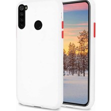 KZY Xiaomi Redmi Note 8 Kılıf Slikon Kenarlı Düğmeleri Renkli Mat Arka Kapak Beyaz