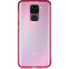 KZY Xiaomi Redmi Note 9 Kılıf Renkli Şeffaf Kapak Pembe