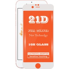 KZY Apple iPhone 6s Beyaz Tam Kaplayan 21D Temperli Ekran Koruyucu Cam Şeffaf