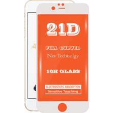 KZY Apple iPhone 6s Plus Beyaz Tam Kaplayan 21D Temperli Ekran Koruyucu Cam Şeffaf