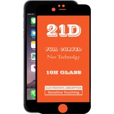 KZY Apple iPhone 6s Plus Siyah Tam Kaplayan 21D Temperli Ekran Koruyucu Cam Şeffaf
