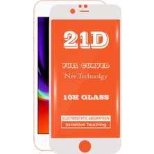 KZY Apple iPhone 8 Plus Beyaz Tam Kaplayan 21D Temperli Ekran Koruyucu Cam Şeffaf