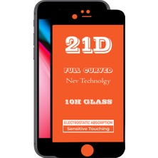 KZY Apple iPhone 8 Siyah Tam Kaplayan 21D Temperli Ekran Koruyucu Cam Şeffaf