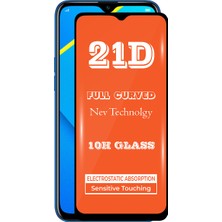 KZY Realme C2 Tam Kaplayan 21D Temperli Ekran Koruyucu Cam Şeffaf