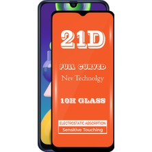 KZY Samsung Galaxy M21 Tam Kaplayan 21D Temperli Ekran Koruyucu Cam Şeffaf