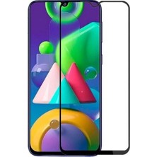 KZY Samsung Galaxy M21 Tam Kaplayan Temperli Ekran Koruyucu Cam Şeffaf