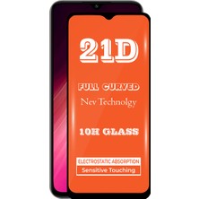 KZY Xiaomi Redmi Note 8 Tam Kaplayan 21D Temperli Ekran Koruyucu Cam Şeffaf