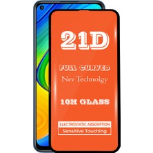 KZY Xiaomi Redmi Note 9 Tam Kaplayan 21D Temperli Ekran Koruyucu Cam Şeffaf