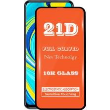KZY Xiaomi Redmi Note 9S Tam Kaplayan 21D Temperli Ekran Koruyucu Cam Şeffaf