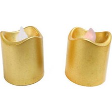 Hayaller Dükkanı Mum Led Işıklı Pilli Altın 3.5x4.5 Cm