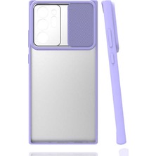 noktaks - Samsung Galaxy Note 20 Ultra - Kılıf Slayt Sürgülü Arkası Buzlu Lensi Kapak - Lila - T16232
