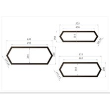Abba Concept  Üçlü Ahşap Altıgen Duvar Rafı
