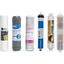 Sulook Açık Kasa Su Arıtma Cihazlarına Uyumlu Çift Karbonlu 6'lı Filtre Seti 10 Aşamalı Vontron Membranlı