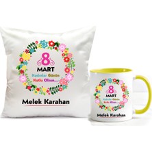 Nil Hediye 8 Mart Dünya Kadınlar Günü Kupa Bardağı ve Yastığı Hediye Seti