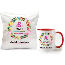 Nil Hediye 8 Mart Dünya Kadınlar Günü Kupa Bardağı ve Yastığı Hediye Seti