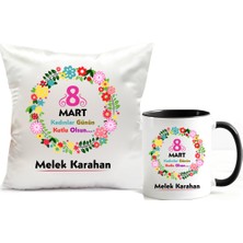 Nil Hediye 8 Mart Dünya Kadınlar Günü Kupa Bardağı ve Yastığı Hediye Seti