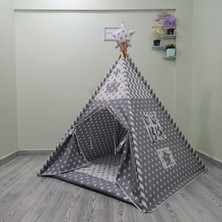 Henna Prime Sabitlenebilir Çocuk Oyun Çadırı Gri Yıldızlar