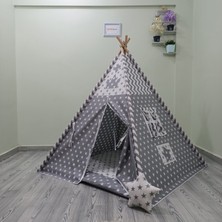 Henna Prime Sabitlenebilir Çocuk Oyun Çadırı Gri Yıldızlar