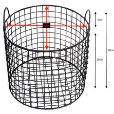 Wess Dizayn Metal Tel Sepet Dekoratif Saklama Kabı Yuvarlak Model WD-243