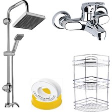 Arçe Banyo Bataryası Robot Duş Seti Siyah 3 Lü Köşelik Teflon Bant