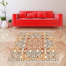 Bona Fortuna Geometrik Desenli Dijital Baskı Yıkanabilir Kaymaz Taban Etnik Kilim Desen Salon Halı