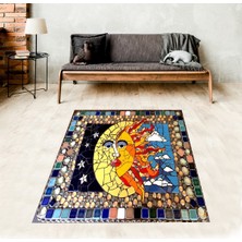 Bona Fortuna Jüt Hasır Kilim Görünümlü Dijital Baskılı Kaymaz Taban Yıkanabilir Modern Salon Halısı Antrasit