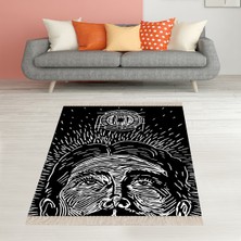 Bona Fortuna Nicola Tesla Dijital Baskı Kaymaz Taban Yıkanabilir Modern Salon Halı ve Yolluk