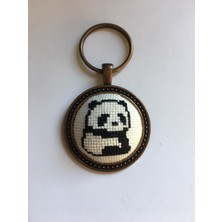 Tomars Panda İşlemeli Kanaviçe Kolye - Anahtarlık