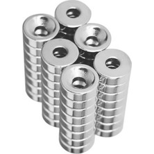 Mıknatıs Market 8 Adet 15 x 5 mm 10 x 5,5 mm Havşalı Delikli Neodyum Mıknatıs Metrik 10/5,5