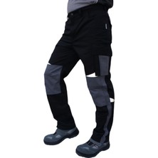 Uniprom Iş Pantolonu Roma Model Diz Destekli 6 Cepli Siyah Gri Erkek