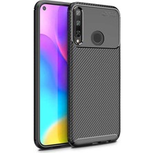 Case 4U Huawei P40 Lite E Kılıf Rugged Armor Karbon Desenli Lüx Negro Silikon Arka Kapak Siyah