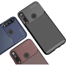 Case 4U Huawei P40 Lite E Kılıf Rugged Armor Karbon Desenli Lüx Negro Silikon Arka Kapak Lacivert