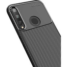 Case 4U Huawei P40 Lite E Kılıf Rugged Armor Karbon Desenli Lüx Negro Silikon Arka Kapak Kahverengi