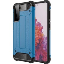 CaseArt Samsung Galaxy S21 Plus Kapak Çift Katmanlı Zırh Tank Kılıf - Mavi