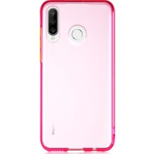 CaseArt Huawei P30 Lite Kılıf Renkli Şeffaf Kapak - Pembe