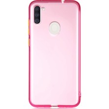 CaseArt Samsung Galaxy A11 Kılıf Renkli Şeffaf Kapak - Pembe