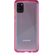 CaseArt Samsung Galaxy A31 Kılıf Renkli Şeffaf Kapak - Pembe