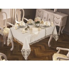 Çeyiz Diyarı Gonca Masa Örtüsü 26 Parça Krem