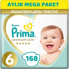 Prima Premium Care Bebek Bezi Beden:6 (13+Kg) Extra Large 168  Aylık Mega Pk