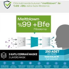 Saytekmed Meltblown Filtreli, Yassı Ipli, 3Katlı Siyah Cerrahi Maske (2 Kutu/100 Adet)